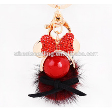 Factory customized fur key chain/fox fur ball keychain/fur pompom